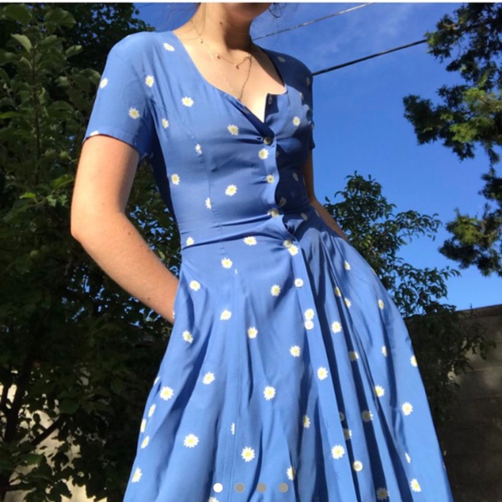 Vintage blue daisy dress